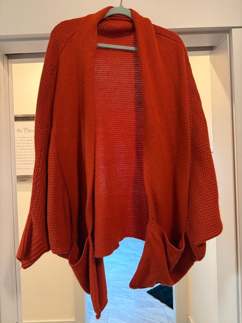 Women’s Open-Front Rust Knit Sweater Cardigan